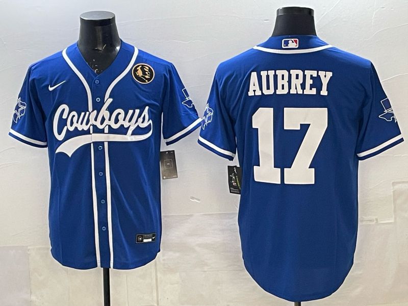 Men 2025 Nike Dallas Cowboys #17 Aubrey blue Joint Name Limited NFL Jersey 08